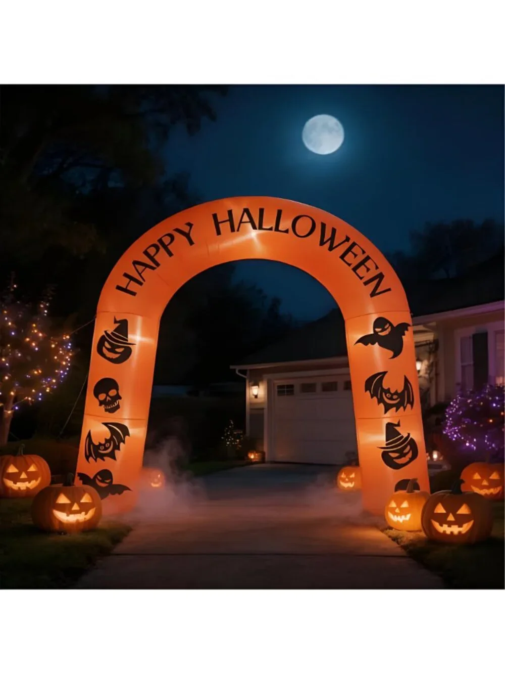 7.5FT Halloween Inflatable Archway with LED Lights, Happy Halloween Blow up